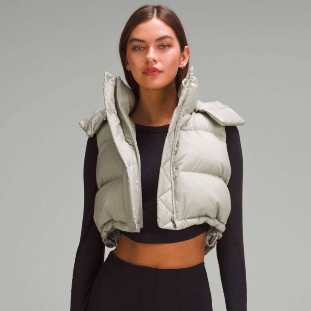 Stone Lululemon super crop wunder puff vest NWT
